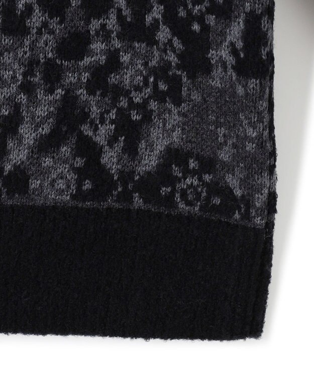 JOSEPH HOMME オーナメントブークレ　クルーネックニット ブラック系