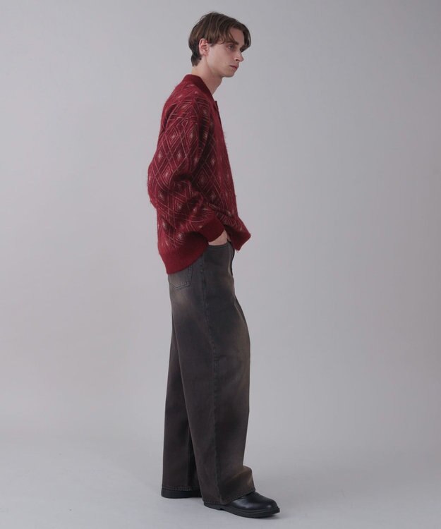 WEGO 【ユニセックス着用ITEM】アーガイルニットポロ ワイン