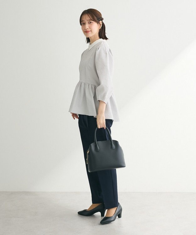 Green Parks ef-de 衿取り外しペプラムブラウス Light Gray