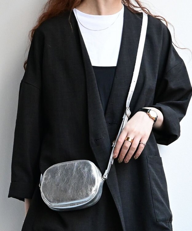 blancle メタリックレザー ラウンドショルダー SILVER