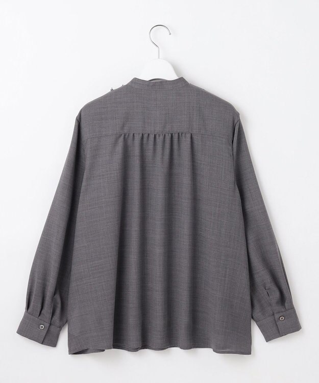 自由区 【セットアップ対応・洗える】ハイツイストビエラフロントフリル ブラウス TOPグレー