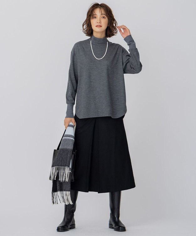 23区 【洗える】ウールミルドジャージー カットソー ライトグレー系