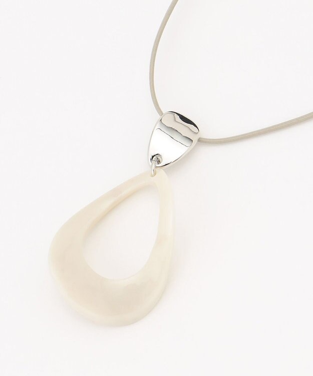 J.PRESS LADIES マーブルオーバルネックレス ライトグレー系