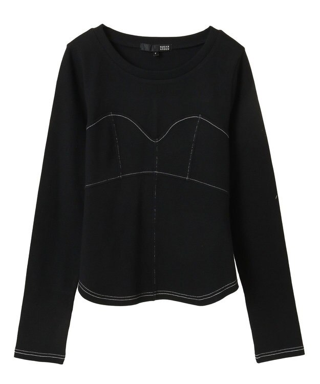 Green Parks ・ＳＵＧＡＲ　ＳＰＯＯＮ　ビスチェラインリブロンＴＥＥ Black