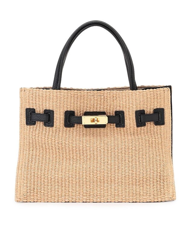 23区 【先行予約】VIOLAd'ORO イタリアンラフィアシート ベルトデザイン 2WAYトートバッグ ベージュ系