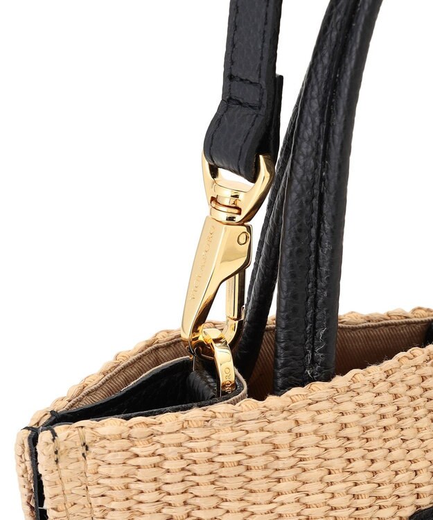 23区 【先行予約】VIOLAd'ORO イタリアンラフィアシート ベルトデザイン 2WAYトートバッグ ベージュ系