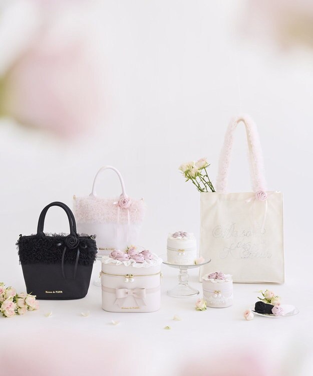 Maison de FLEUR チュールフリルローズ２Ｗａｙバッグ Black