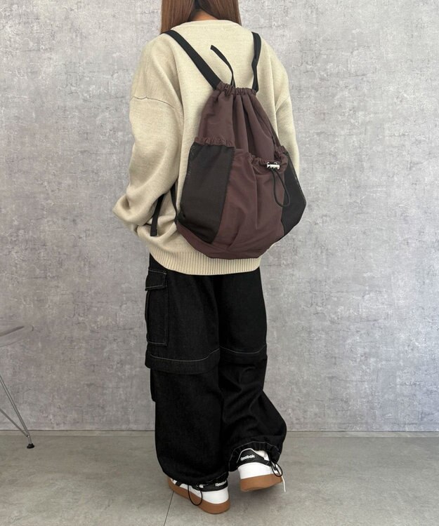 WEGO 【ユニセックス着用ITEM】メッシュポケットナップサック ブラウン