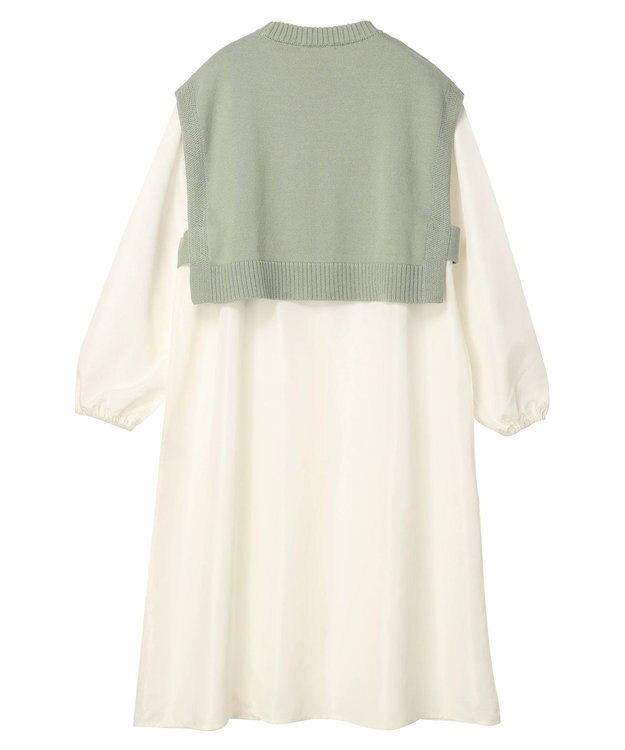 Green Parks ＳＥＴ２点　ニットベスト＋シャツワンピース Green