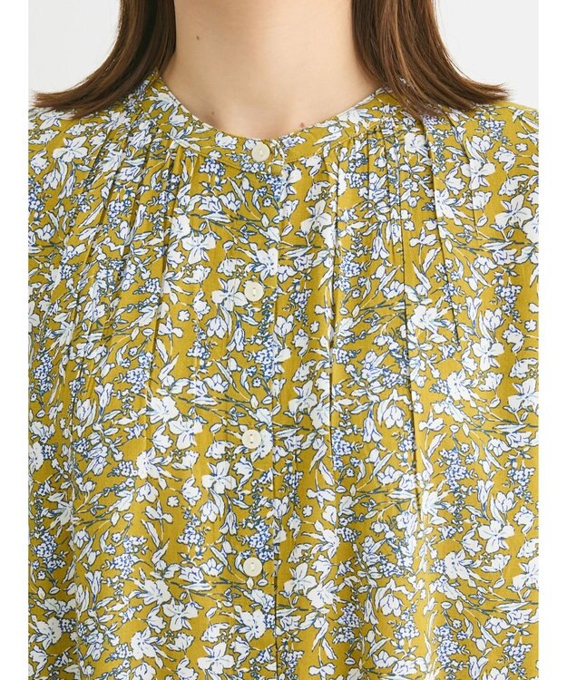 Green Parks アソート柄さらっとレーヨンブラウス Flower yellow