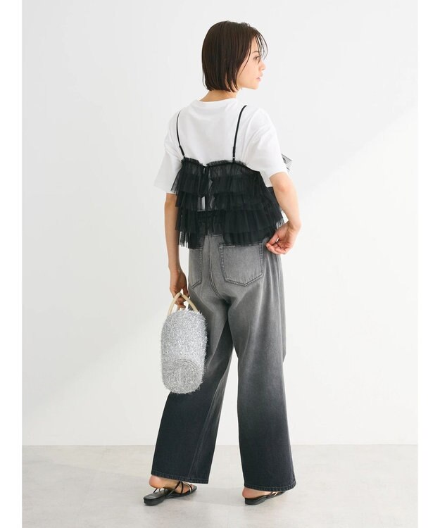 Green Parks ・ＥＬＥＮＣＡＲＥ　ＤＵＥ　２ｗａｙラメチュールフリルキャミ Black