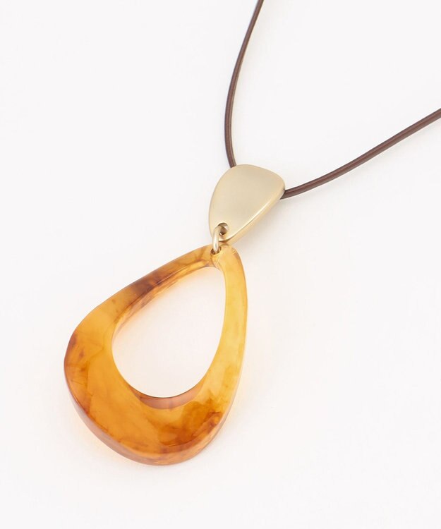 J.PRESS LADIES マーブルオーバルネックレス ブラウン系