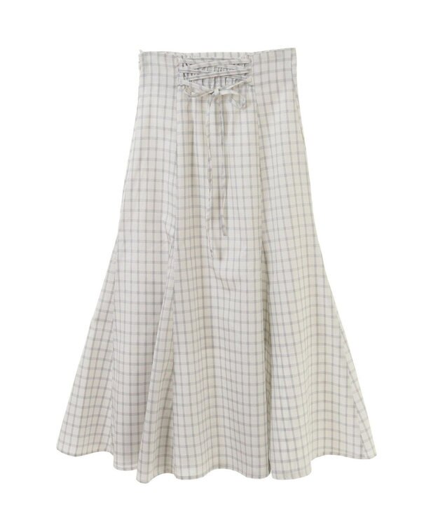 earth music&ecology 裾フレアチェックスカート Off White