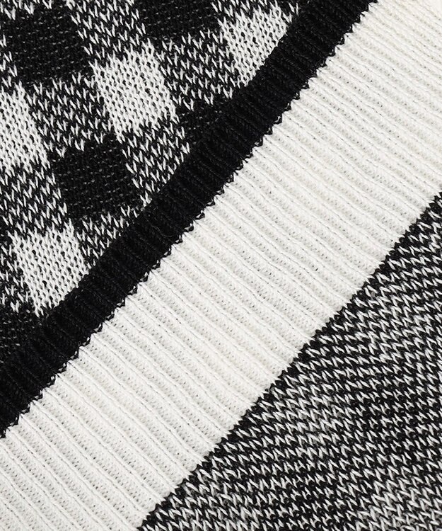 ANY KIDS ギンガム総柄ニット カーディガン ブラックギンガム