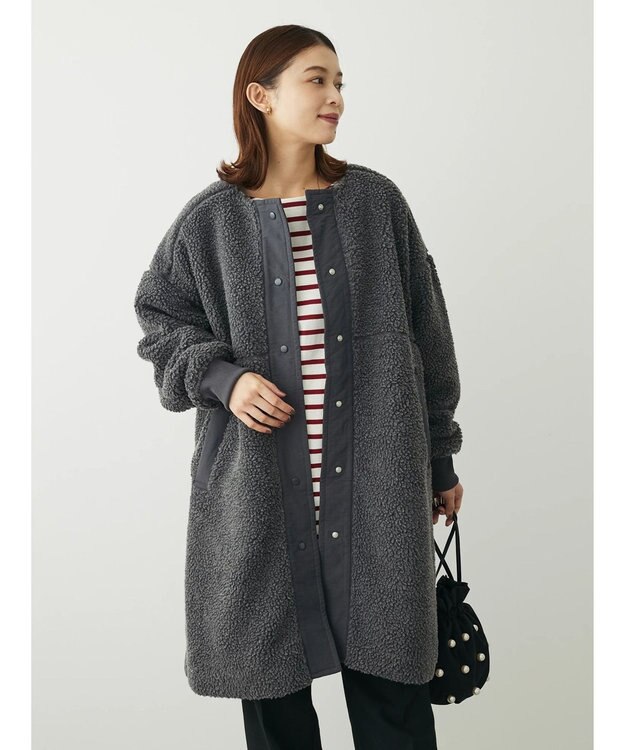 Green Parks ロングボアコート Charcoal Gray