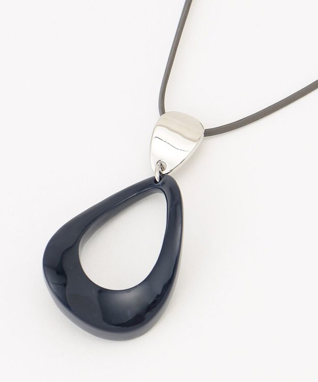J.PRESS LADIES マーブルオーバルネックレス ネイビー系