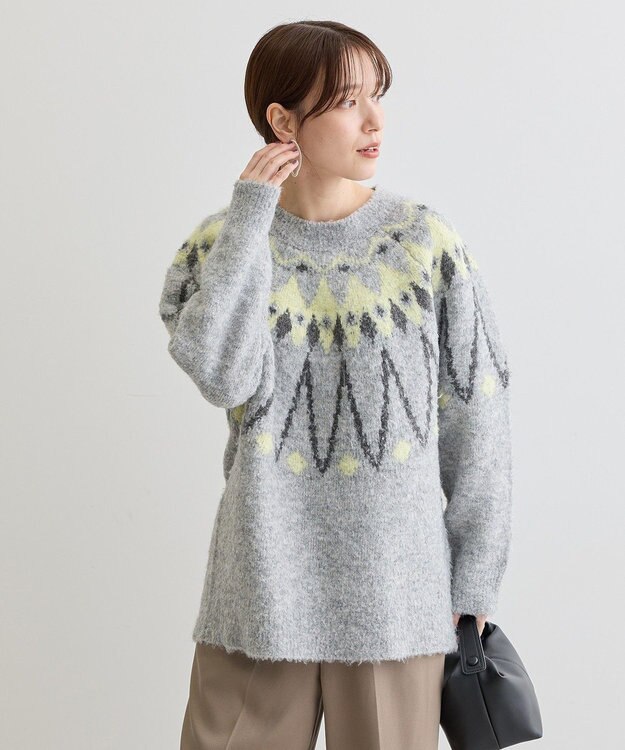 Green Parks 求心柄ニットプルオーバー Gray