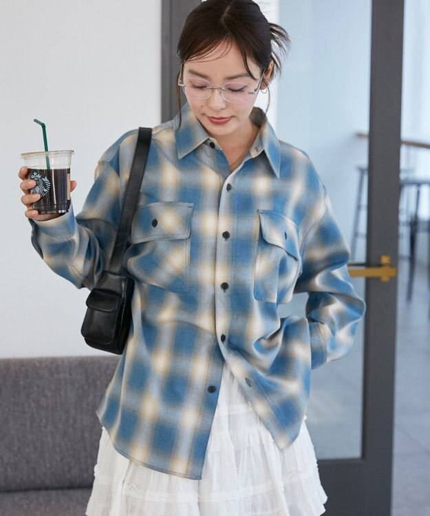 WEGO 【ユニセックス着用ITEM/SMLサイズ展開】オンブレチェックシャツ（LS） 柄4