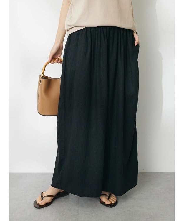 CRAFT STANDARD BOUTIQUE 【キナリノ別注】リネンレーヨンワイドパンツ Black