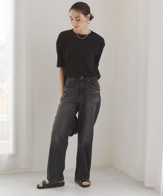 WEGO 【ANGIE VINTAGE/SMLサイズ展開】ワイドストレートデニムパンツ ブラックその他