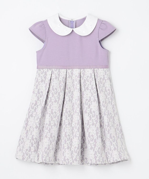 ANY KIDS 襟付きレースボンディングワンピース ラベンダー