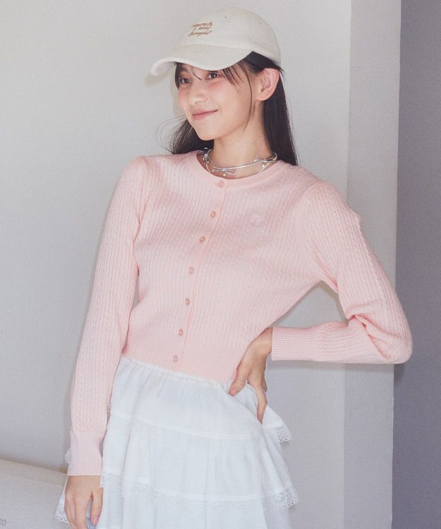 earth music&ecology ミニケーブルコンパクトカーディガン Light Pink