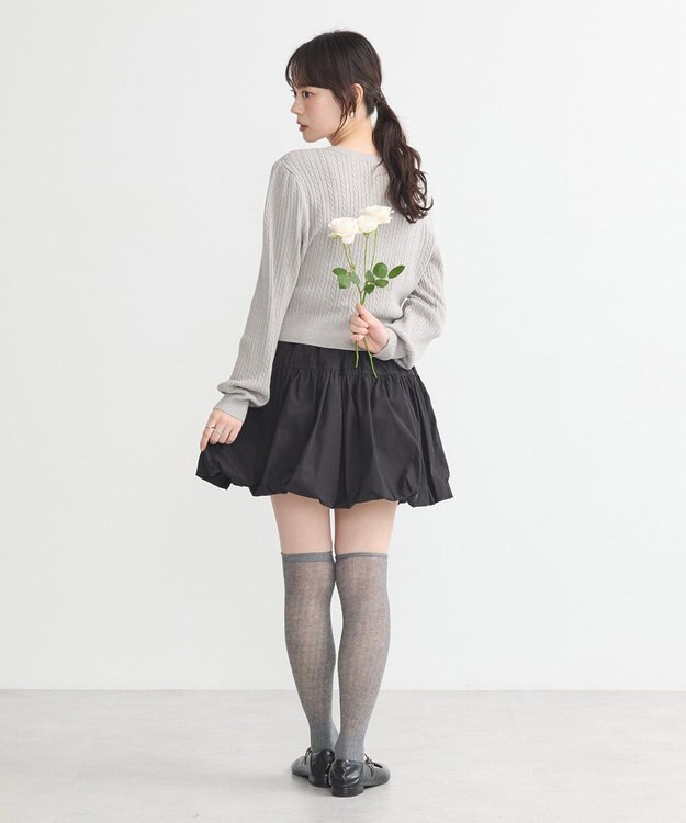 earth music&ecology ミニケーブルコンパクトカーディガン Light Gray