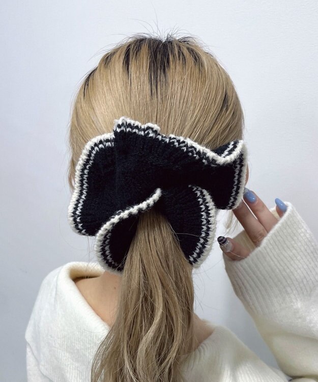 WEGO Lパイピングニットシュシュ ブラック