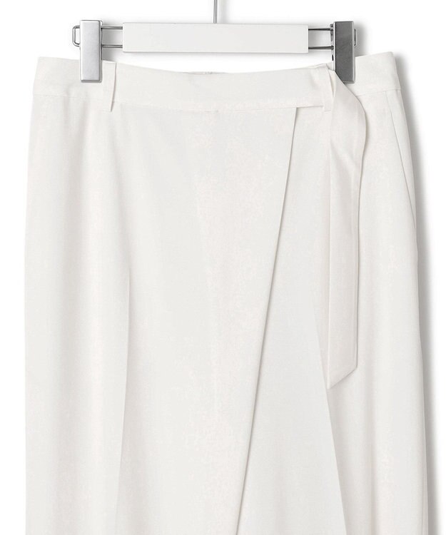 23区 【洗える】ポリエステルレーヨン ラップディテール パンツ アイボリー系