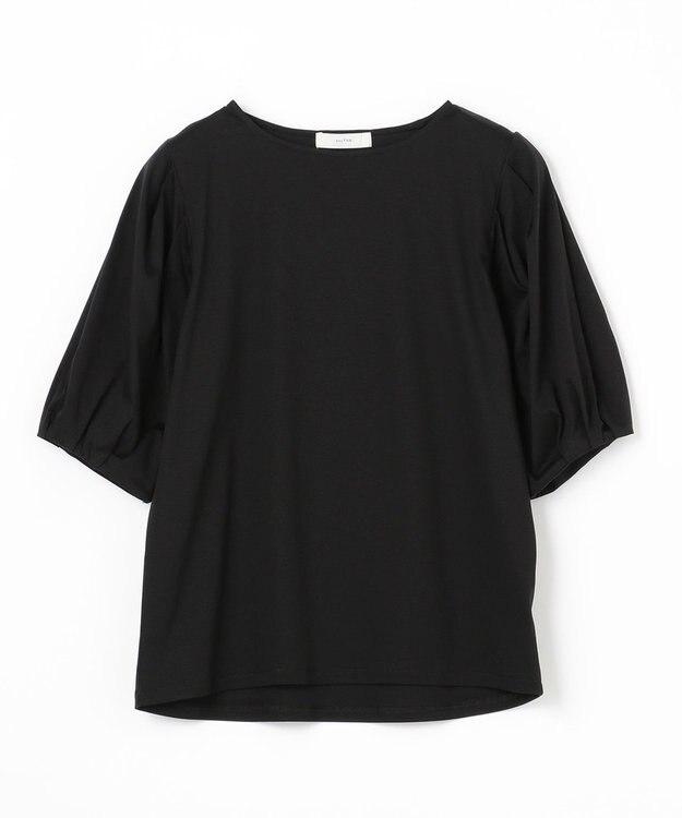ANY 【WEB限定・接触冷感】シルケットスムース ギャザーパフスリーブトップス ブラック