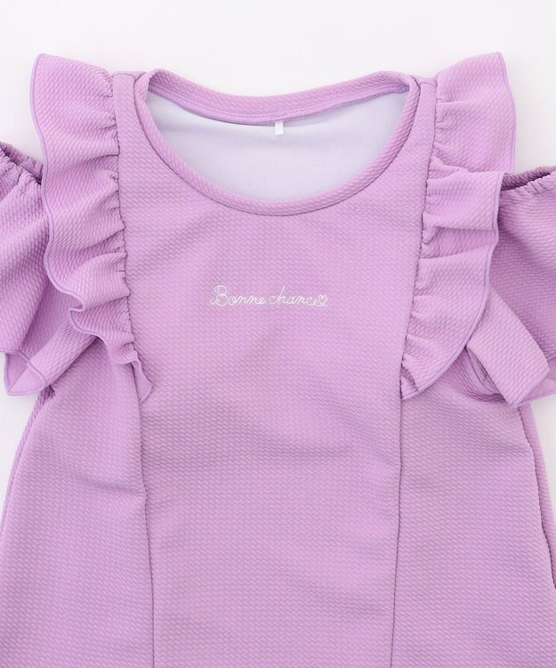 ANY KIDS 【UVカット】2WAYショルダーセパレート水着 ラベンダー×ラベンダーチェック