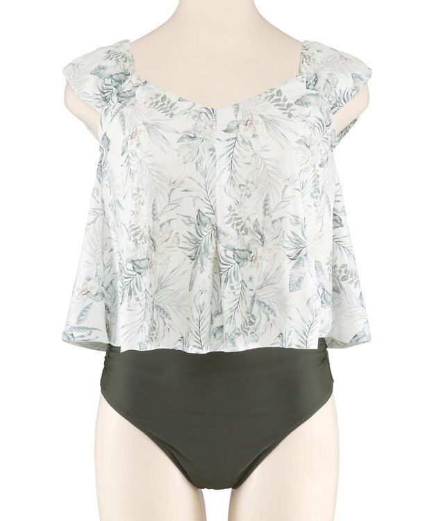 San-ai Resort（三愛水着楽園） プリントワンピ見えビキニ　9M・11L　【San-ai Resort（サンアイリゾート）】 カーキ