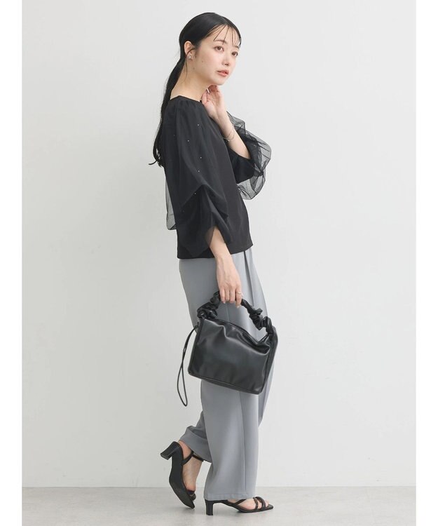 earth music&ecology タックストレートパンツ Light Gray