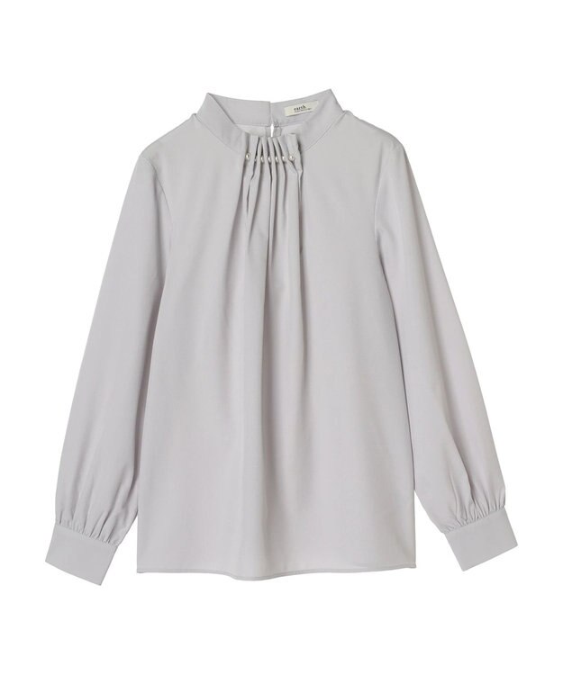earth music&ecology パールタックブラウス Light Gray