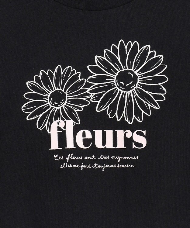 ANY KIDS 【一部店舗/WEB限定】【綿100%】プリント 半袖Tシャツ ブラック×花