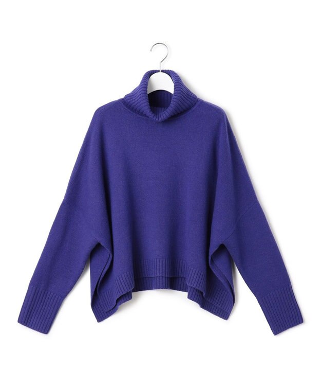 23区 【洗える】ウールカシミヤ ニットポンチョ パープル系