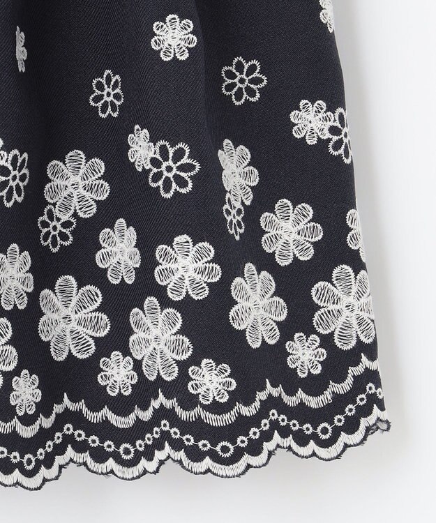 ANY KIDS 裾刺繍ワンピース ネイビー