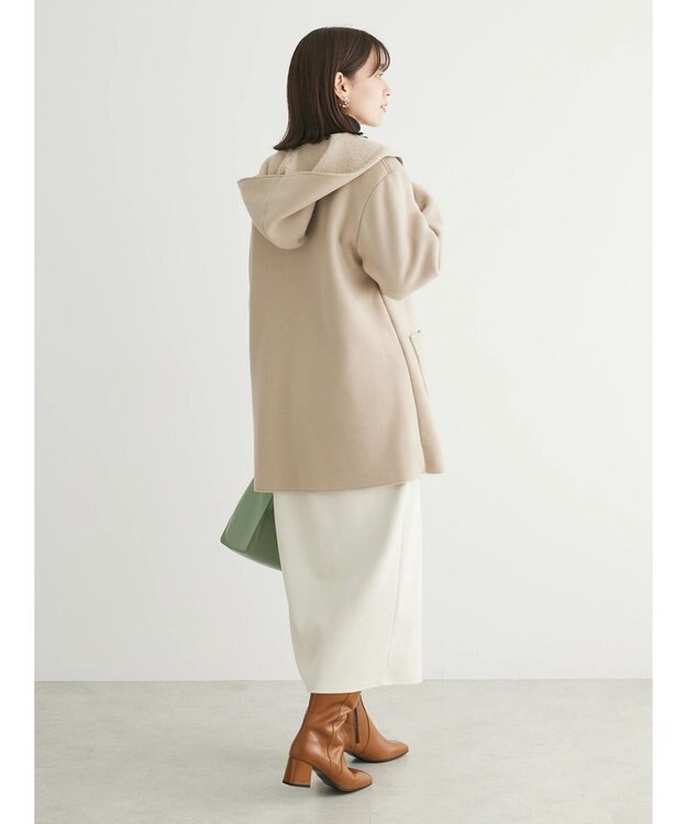 Green Parks ２ｗａｙフード裏ボアミディ丈コーディガン Beige