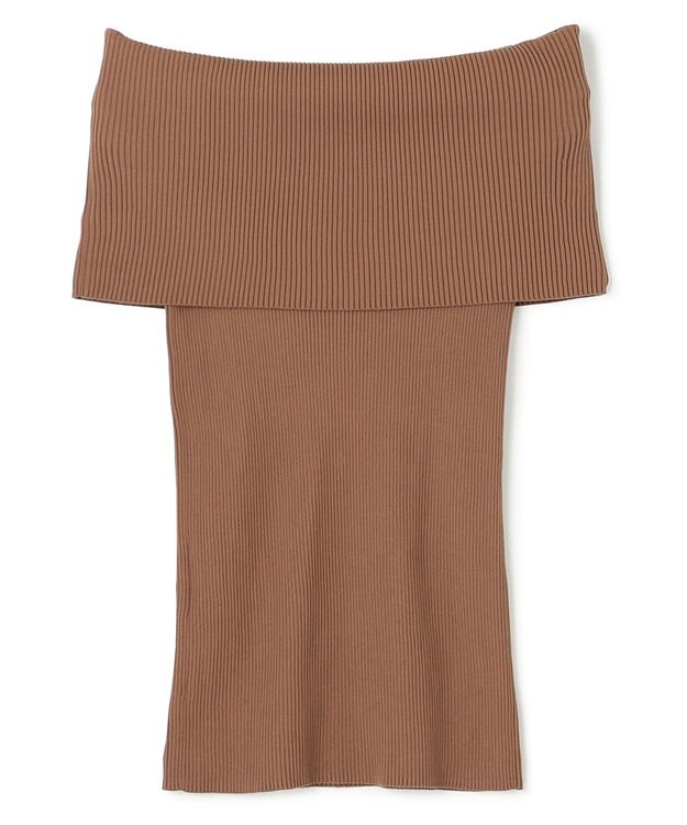 BEIGE， 【洗える】BRERA / オフショルダーストレッチリブニット Brown