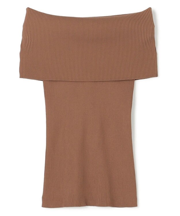 BEIGE， 【洗える】BRERA / オフショルダーストレッチリブニット Brown