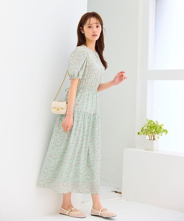 Feroux サマープリント ワンピース ライトグリーン系1