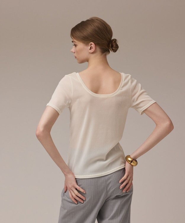 GRACE CONTINENTAL フロッキーチュールカットトップ ホワイト