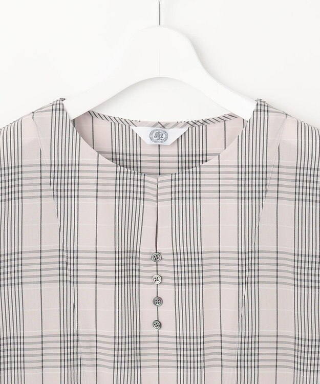 J.PRESS LADIES 【洗える】ドライタッチドビーチェック ブラウス ライトグレー系3