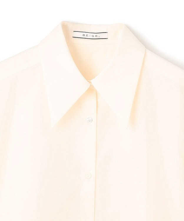 BEIGE， 【洗える・Oggi 11月号掲載】STRAWN / ビッグカラーコットンストレッチシャツ Ecru
