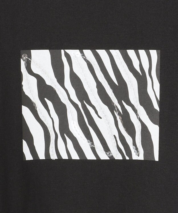 ICB L 【接触冷感・UVケア・洗える】ゼブラ柄 TEE ブラック系