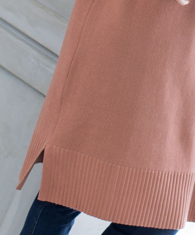 Tiaclasse 【洗える】華のあるニットタートルワンピース オレンジ