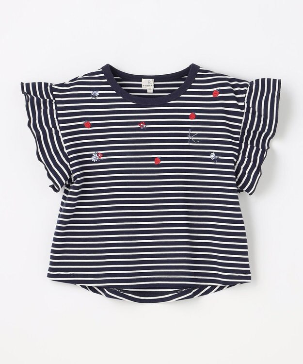 組曲 KIDS 【110-140㎝】 フルーティーボーダーTシャツ ネイビー