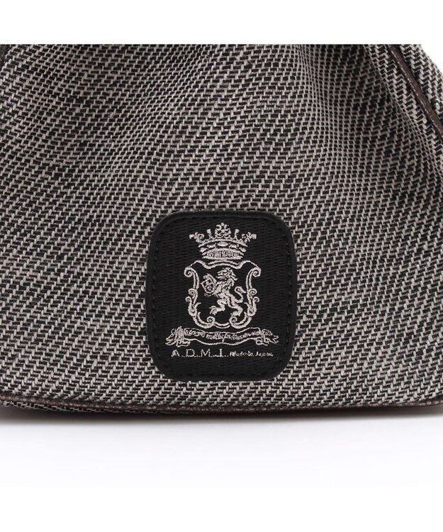 A.D.M.J. リネンラメクロス/前金具付トート32cm(Dカン＋) BLACK