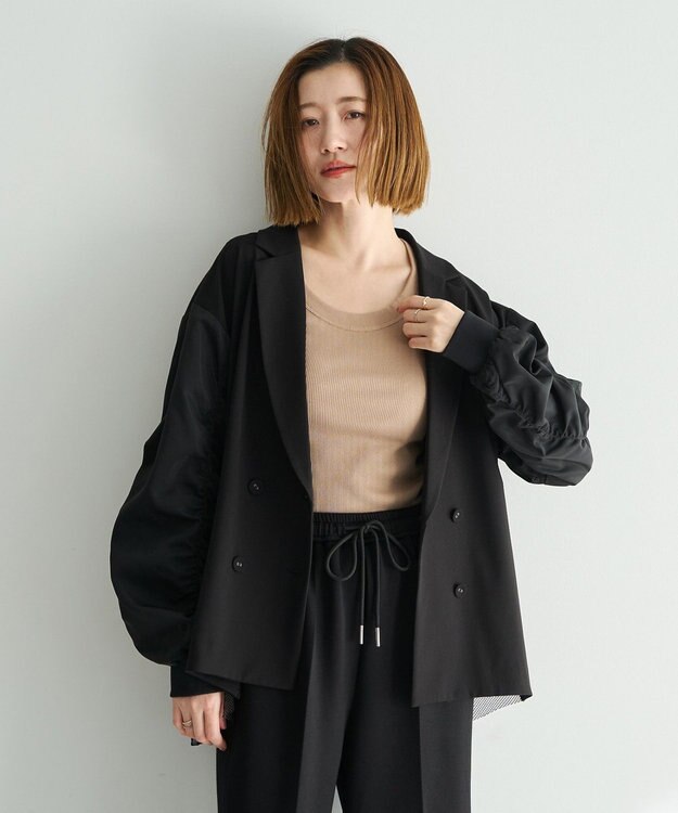 YECCA VECCA 異素材MIXテーラードジャケット Black