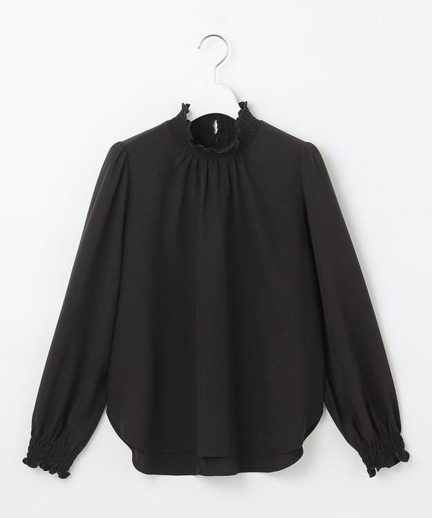 Feroux 【洗える】スタンドネックブラウス ブラック系